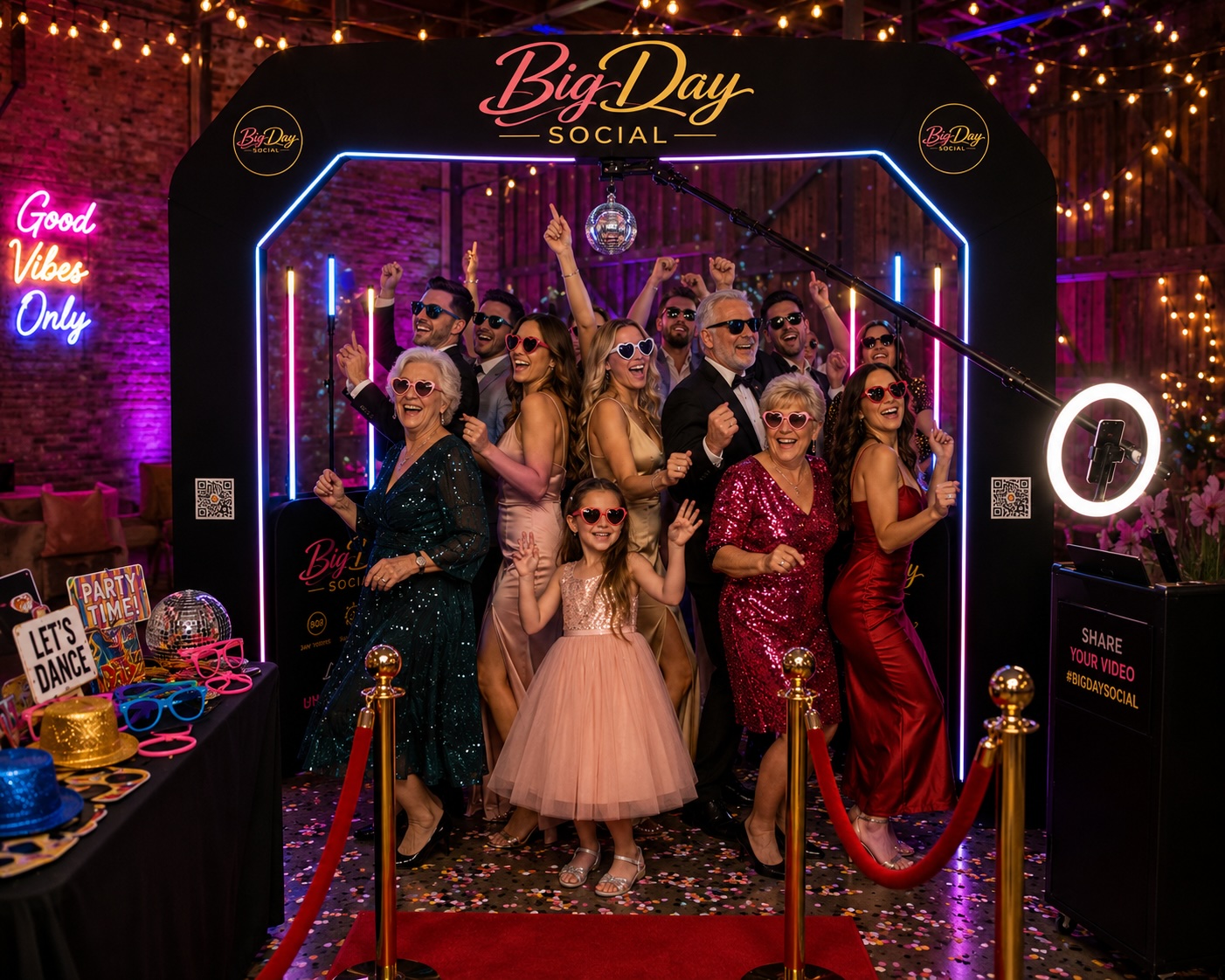 360 video booth in action at a wedding