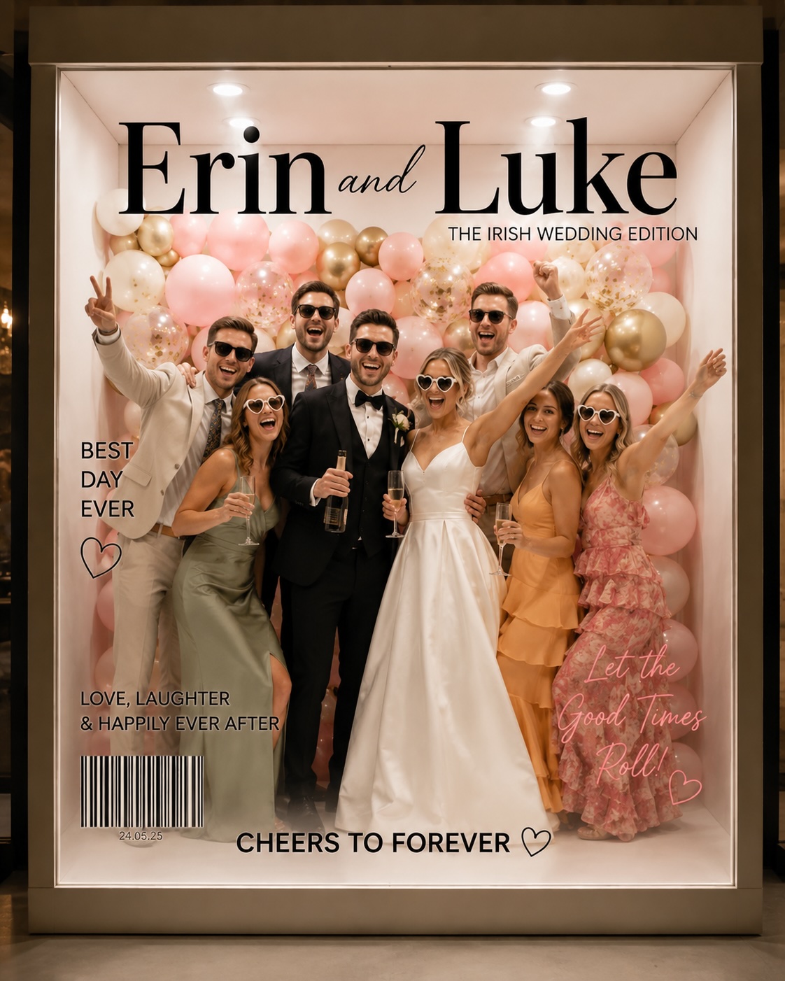Guests posing for the magazine photo box